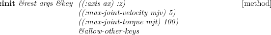 \begin{emtabbing} {\bf :joint-angle} \it\&optional v \&key
\= relative \\lq [method]\\ \> \&allow-other-keys \rm
\end{emtabbing}